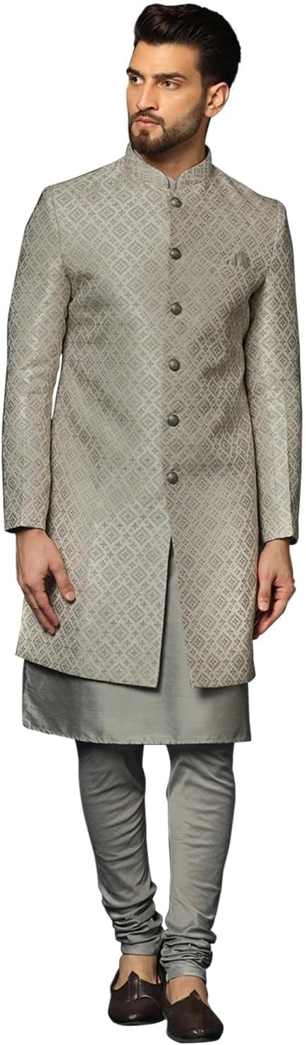 KISAH Men’s Kurta Sherwani Set – Traditional Indian Ethnic Wear for Men – Ideal for Weddings, Festivals & Celebrations