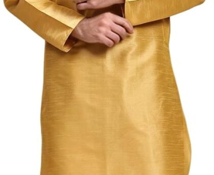 SKAVIJ Men Art Silk Kurta Pyjama Long Sleeve Casual Ethnic Gown Dress Pants Shirt Set