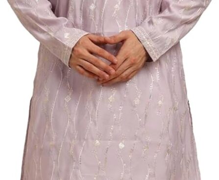 Men’s Ethenic Kurta Pajama Set with Embroidery – Festive & Wedding Wear – Tunic Art Silk – Traditional Indian Outfit