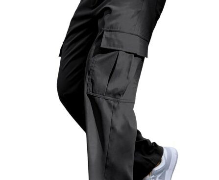 Comdecevis Mens Casual Cargo Pants Baggy Straight Leg Sweatpants with Large Flap Pockets Hiking Sports Trousers
