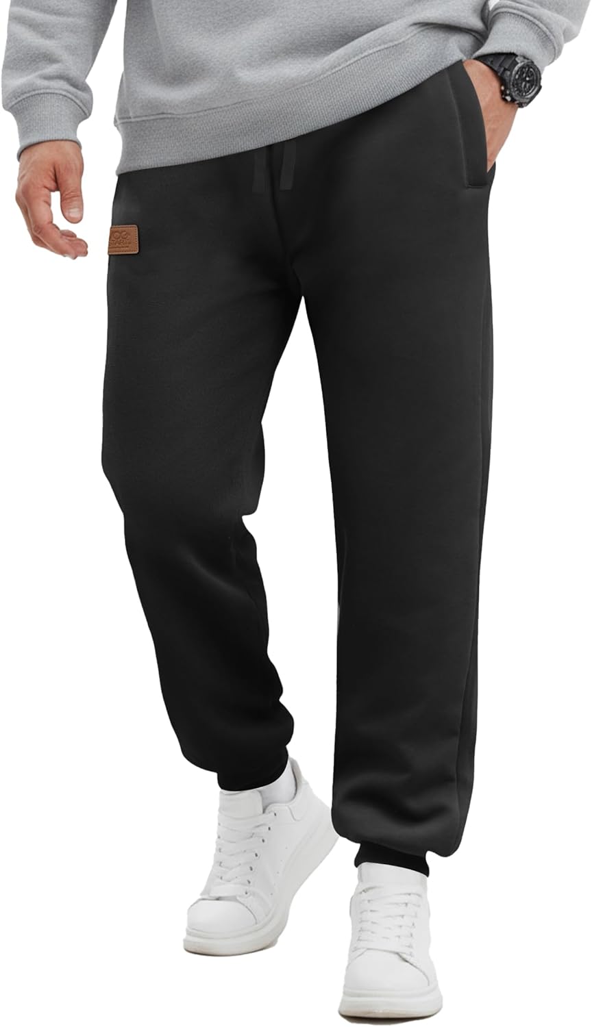 Men’s Sherpa-Lined Joggers Pants Winter Warm Active Running Outdoor Sweatpants (S-XXL)