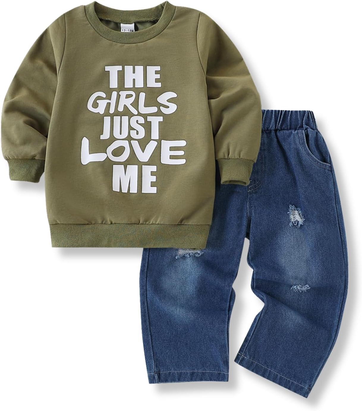 Toddler Baby Boy Outfits Long Sleeve Sweatshirts & Jeans 2Pcs Fall Clothes Set 2 3 4 5T 12 18 24Months