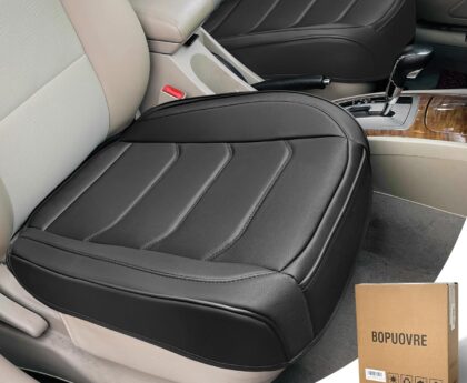 Car Seat Cover for Luxury & Comfort – PU Leather, Anti-Slip, Full Wrap Protection with Storage Pocket for Bottom Cushion – Universal Fit for 95% of Vehicles (Black,2 Piece)