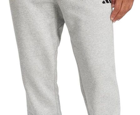 Adidas Mens Essentials Feel Cozy Fleece Sportswear Pants, Medium Grey Heather/Black, X-Large