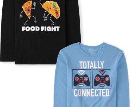 The Children’s Place Boys’ Gamer,Cars,Sports Long Sleeve Graphic T-Shirts,2 Pack