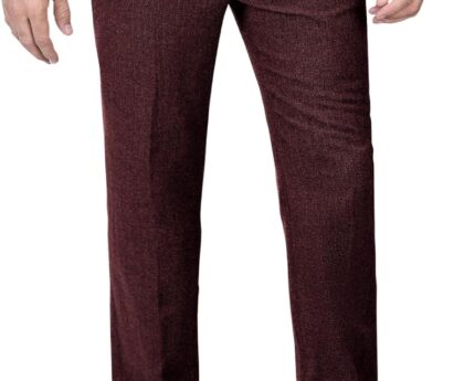 Men’s Tweed Pants Herringbone Thick Wool Pleated Front Dress Suit Vintage Trousers