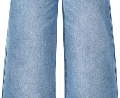 Girls Baggy Jeans Wide Straight Leg High Elastic Waisted Denim Pants Fashion Y2k Boyfriend Skater Streetwear