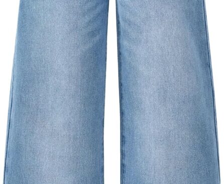 Girls Baggy Jeans Wide Straight Leg High Elastic Waisted Denim Pants Fashion Y2k Boyfriend Skater Streetwear