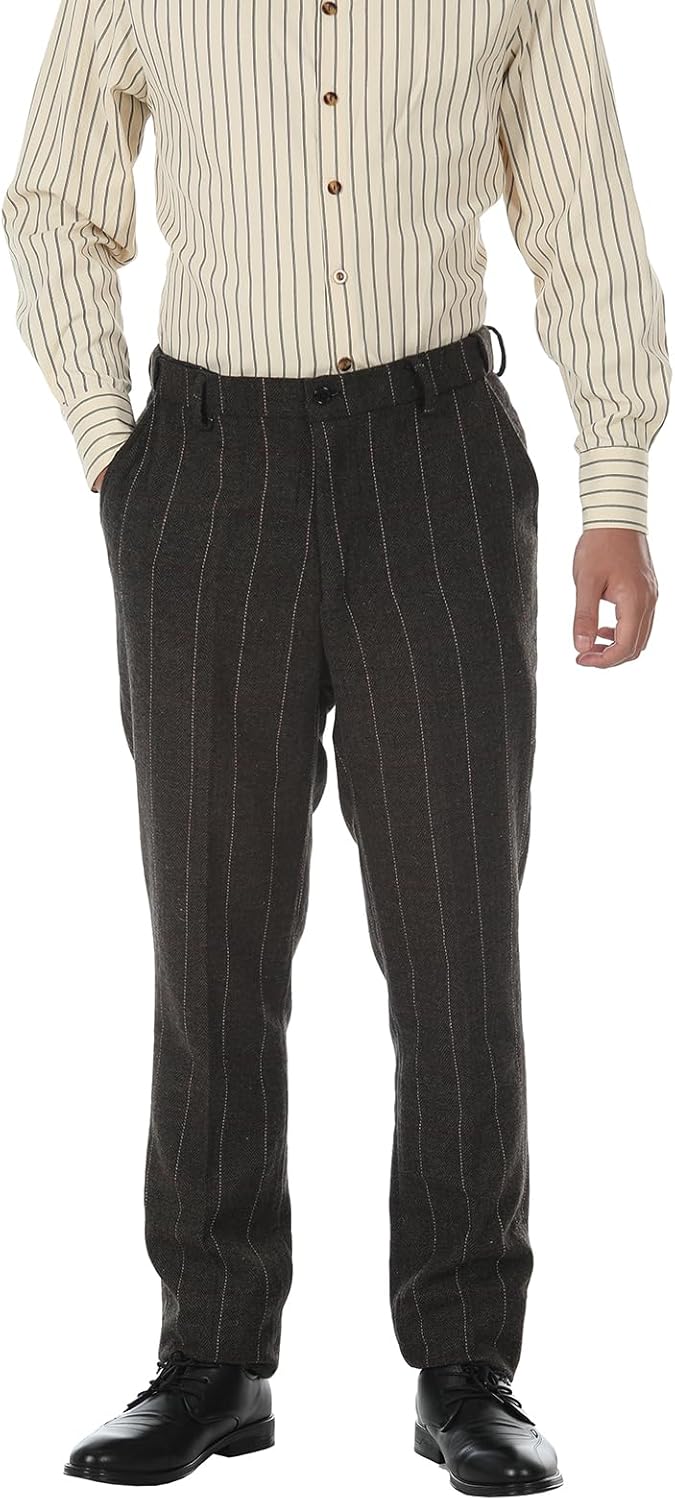 Men’s Dress Pants Tweed Plaid Classic Fit Siut Separates Slim Stylish Wool Casual Business Suit Pants