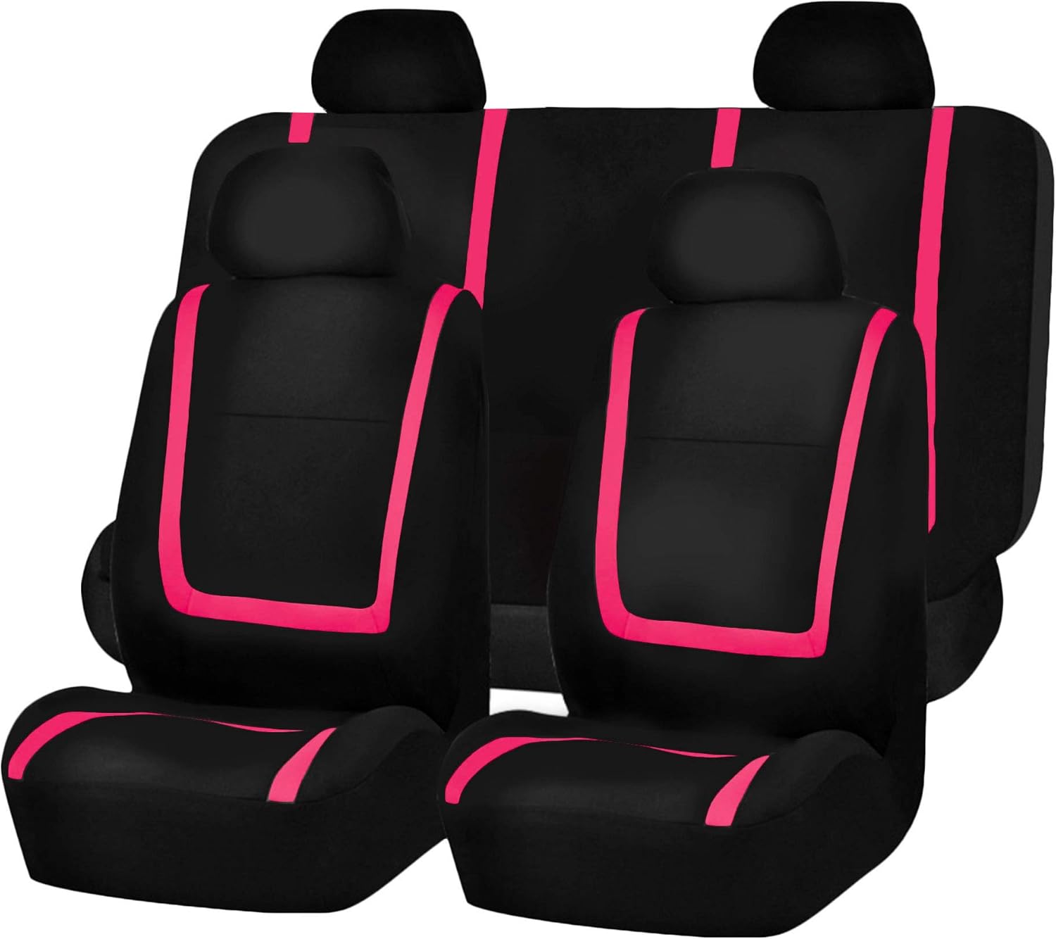 FH Group Car Seat Covers Full Set Cloth – Universal Fit Washable Automotive Seat Covers, Low Back Front Seat Covers, Solid Back Seat Cover for SUV, Sedan and Van Pink