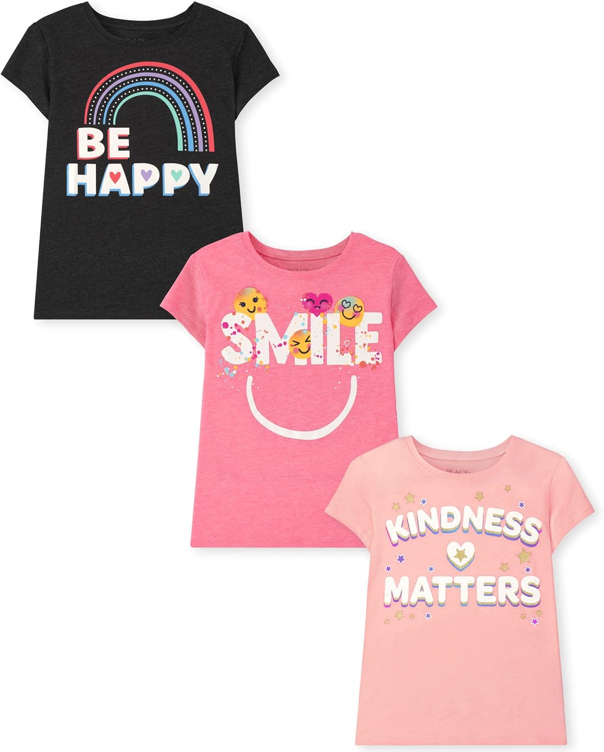 The Children’s Place Girls Sports,Trends,Icons Short Sleeve Graphic T-Shirts,3 Pack