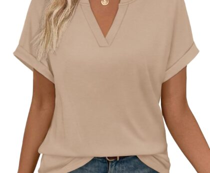 WIHOLL Womens Blouses Spring Tops Short Sleeve Shirts Dressy Casual Summer Vacation Fashion Clothing 2026