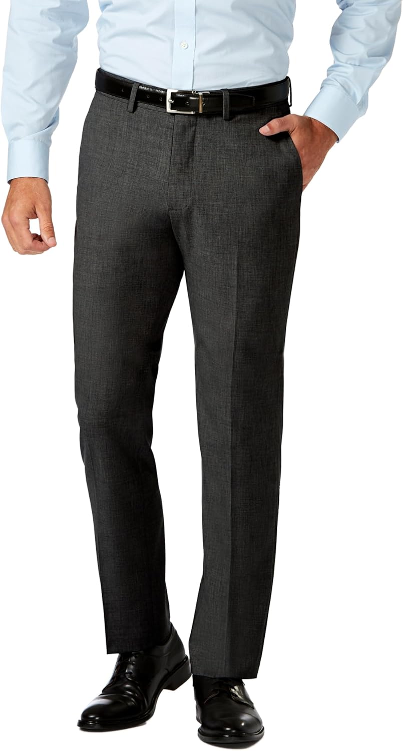 J.M. Haggar Mens 4 Way Stretch Slim Fit Flat Front Dress Pant