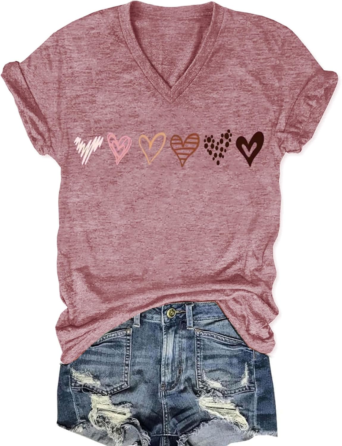 Women T Shirt Fall Graphic V Neck Tee Shirt Boho Casual Summer Tops Vintage Short Sleeve Clothes 2025 Trendy