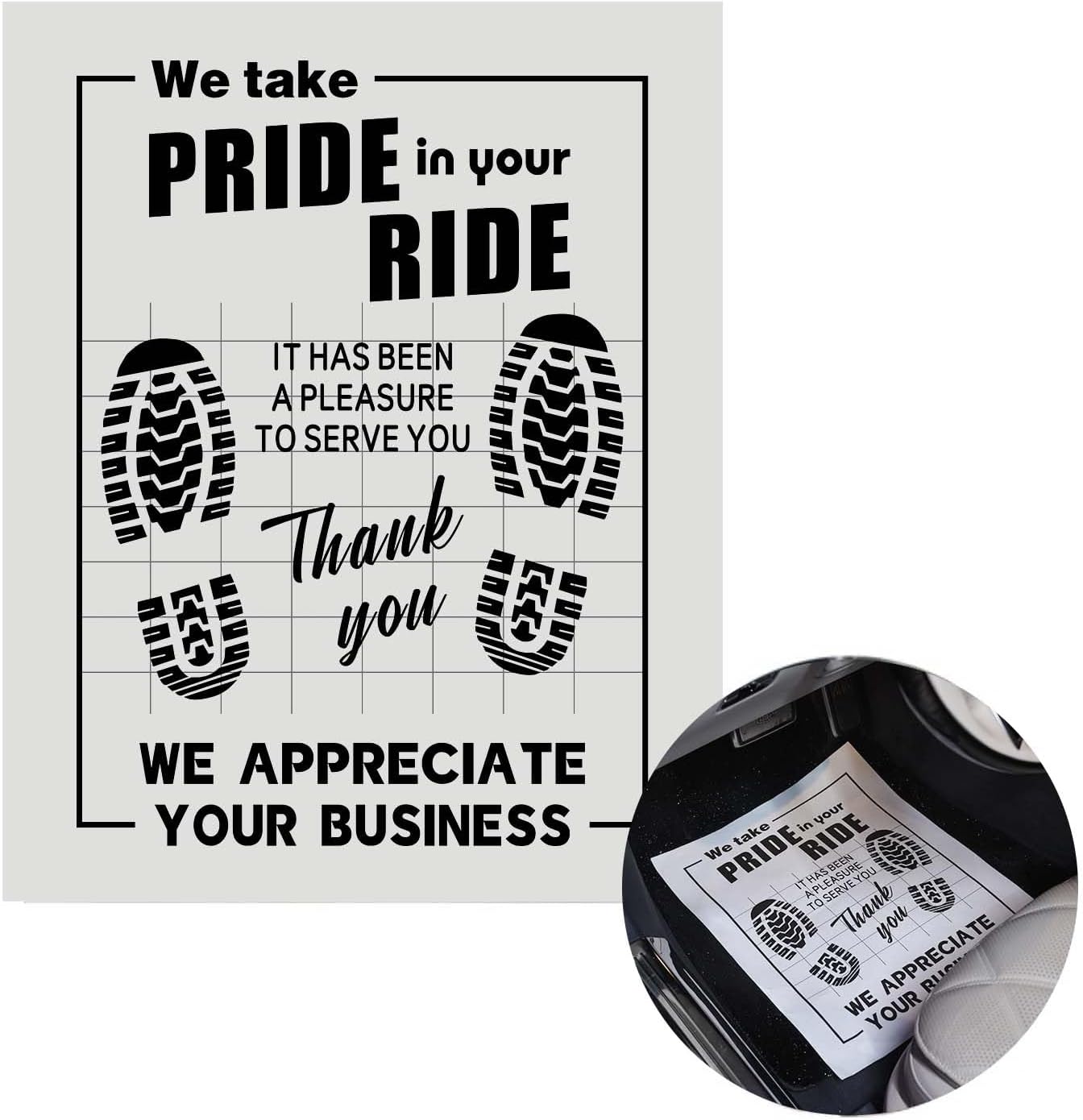 100Pcs Paper Floor Mats for Cars, Disposable White Automotive Floor Mats Kraft Paper, Waterproof Car Foot Pads Protective Papers, Thank You Mats for Car Detailing, Auto Dealership (20″ x 16″)