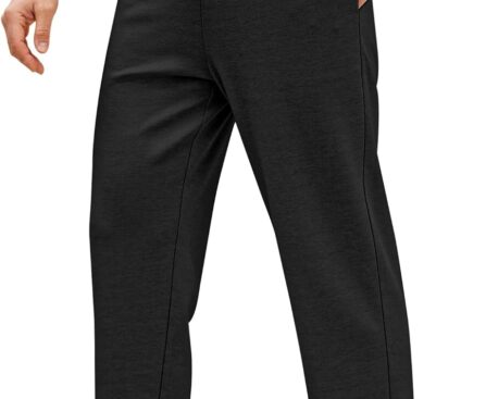 COOFANDY Men’s Yoga Pants Casual Elastic Waist Drawstring Jogger Sweatpants Open Bottom Lounge Pants