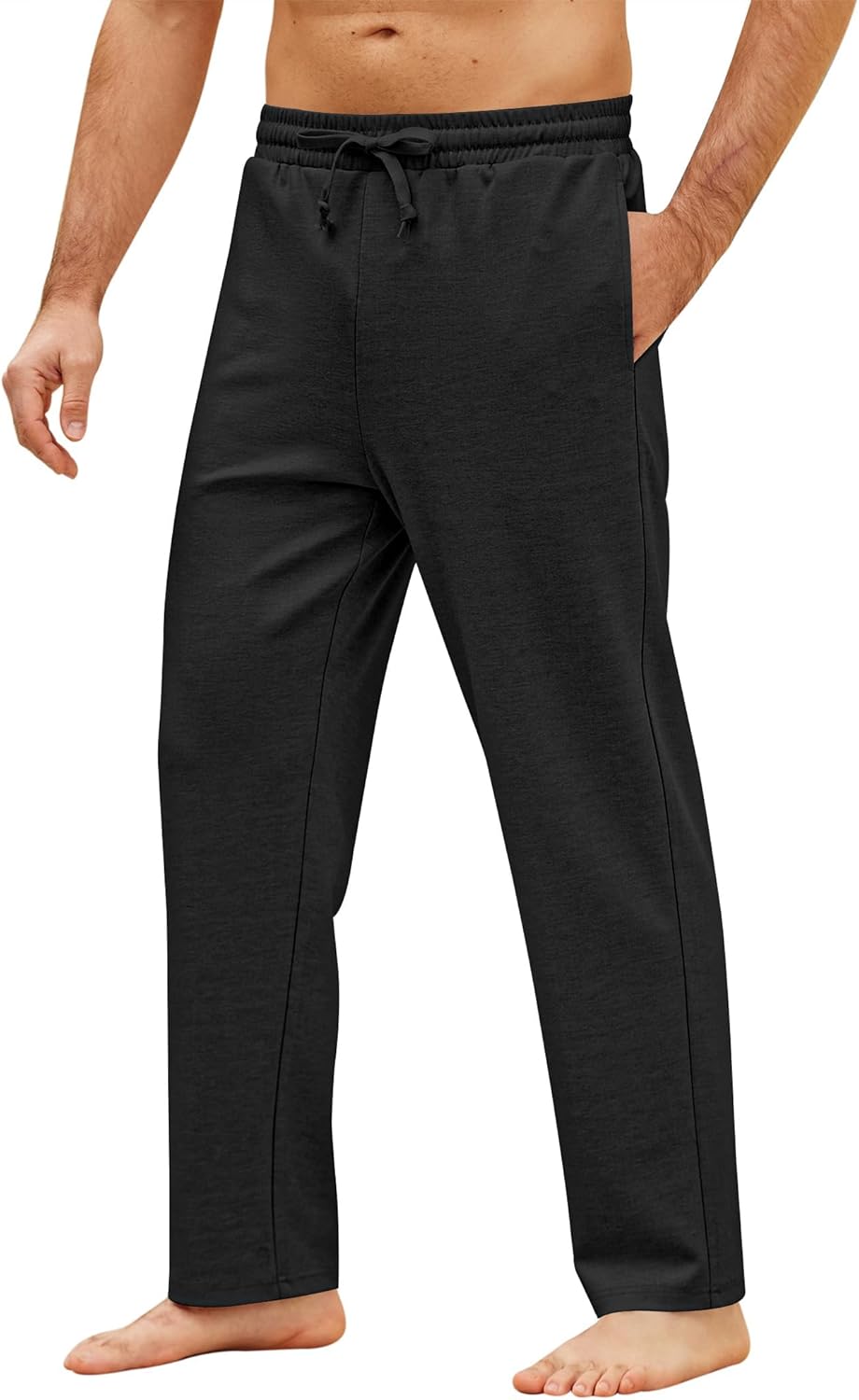 COOFANDY Men’s Yoga Pants Casual Elastic Waist Drawstring Jogger Sweatpants Open Bottom Lounge Pants
