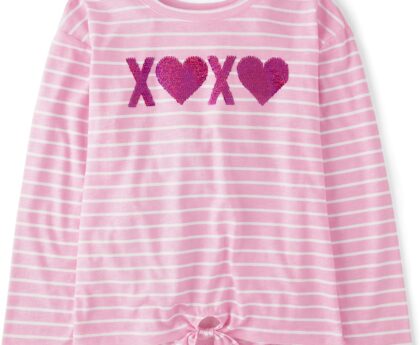 The Children’s Place Girls’ Long Sleeve Knit Tie Front Top