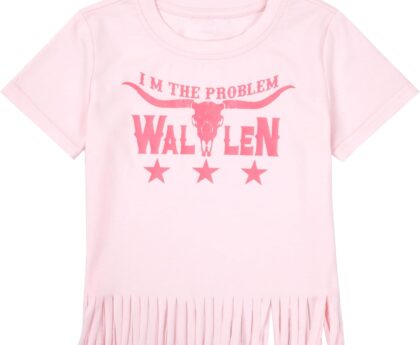 Girls Western Shirt Toddler Tassels Cowgirl T-Shirt Im The Problem Country Concert Shirts Summer Short Sleeve Top