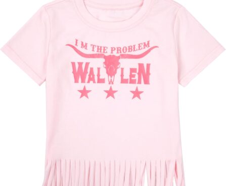 Girls Western Shirt Toddler Tassels Cowgirl T-Shirt Im The Problem Country Concert Shirts Summer Short Sleeve Top