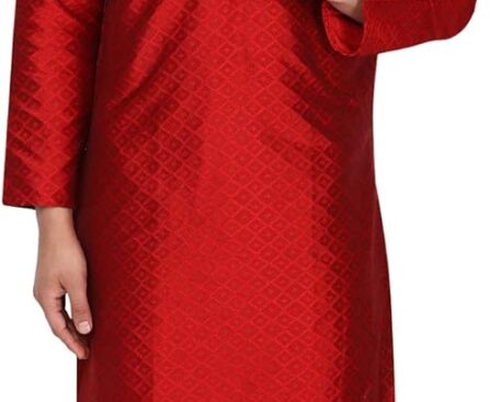 SKAVIJ Men’s Art Silk Indian Kurta Pajama Festive Season Dress Suit