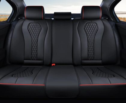 Coverado Car Seat Covers, Rear Car Protectors, Black Leather Seat Covers, 3-Piece Waterproof Automotive Seat Covers for Back Seats Universal Fit for SUVs & Cars, All-Weather Protection