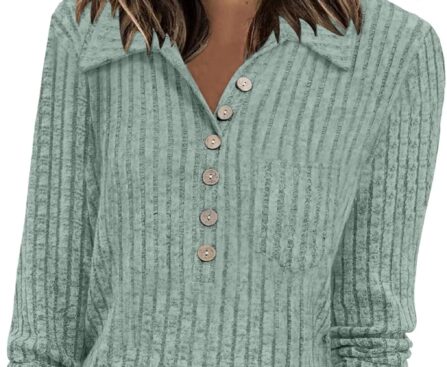 DB MOON Womens Long Sleeve Collared Shirt Lightweight Striped Sweaters 2025 Fall Blouses Business Casual Tops