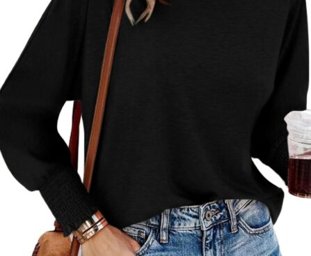 PRETTYGARDEN Women’s 2025 Spring Fashion T Shirts Puff Long Sleeve Crewneck Casual Basic Tee Tops Blouses
