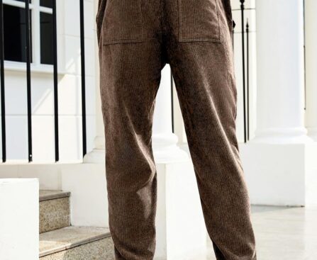 JMIERR Mens Corduroy Joggers Pants Casual Cargo Pants Drawstring Elastic Waist Baggy Tapered Sweatpants with Pockets