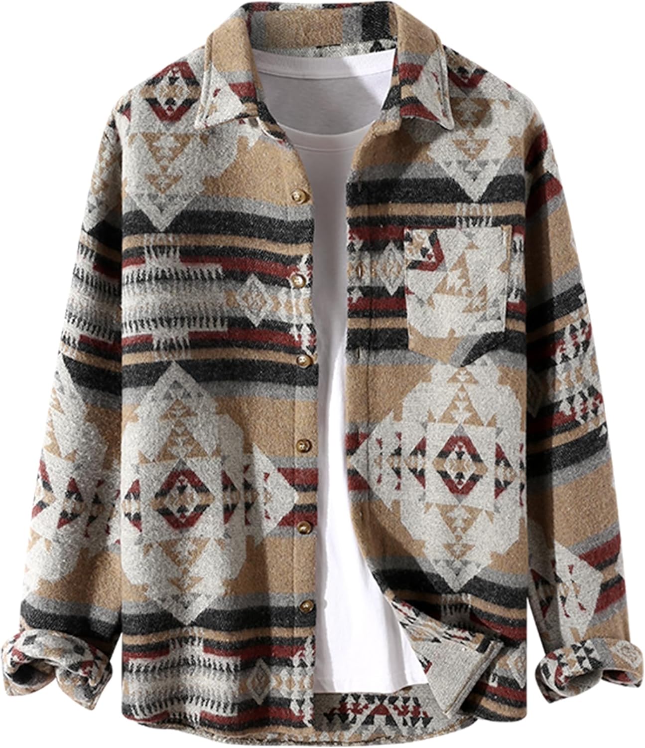 ZAFUL Mens Plaid Shirt,Long Sleeves,Classic Flannel Shirt Button Down Shirt Jacket Tops