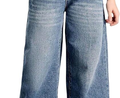 Verdusa Girl’s Vintage Wide Leg Baggy Jeans Loose Denim Pants with Pockets