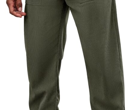 COOFANDY Men’s Corduroy Pants Casual Drawstring Trousers Elastic Waist Fashion Tapered Streetwear Joggers with Pockets