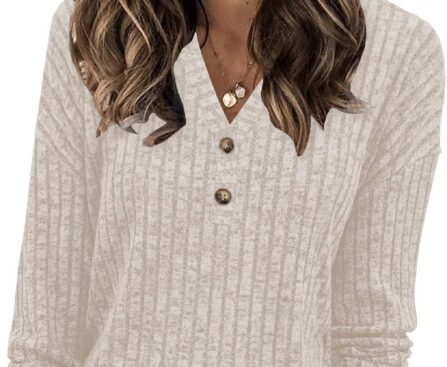 Womens Lightweight Sweaters Button Down Fall Long Sleeve Pullover Shirts Business Casual Tunic Tops