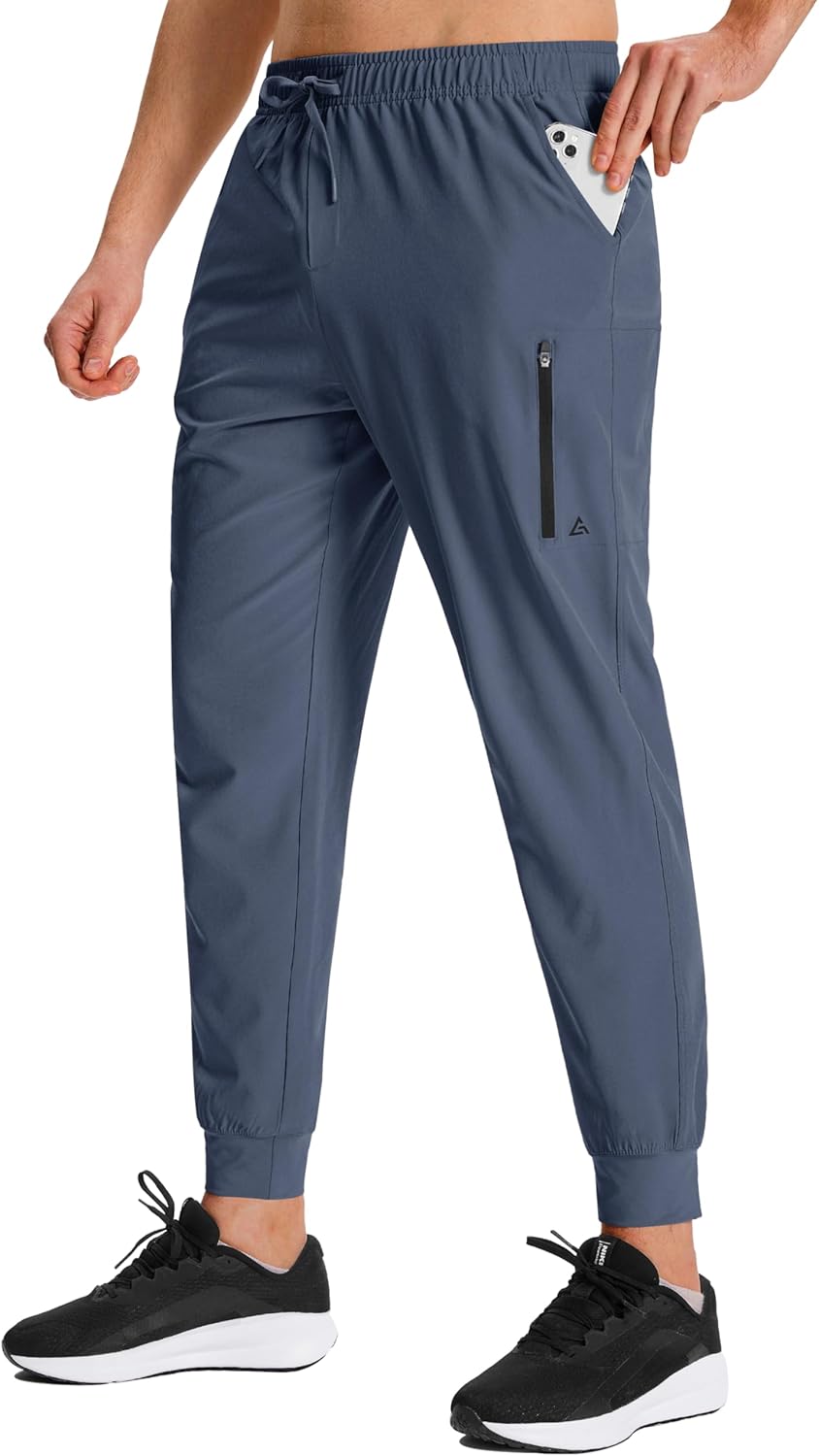 Men’s Athletic Joggers Sweatpants with Zipper Pockets Running Gym Track Workout Pants for Men