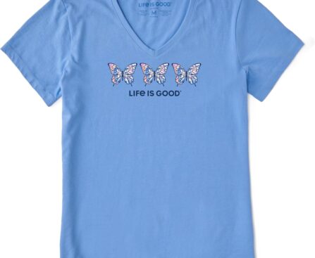 Life is Good Women’s Crusher Tee Shirt, Short Sleeve Cotton Graphic T-Shirts, Tie Dye Butterfly