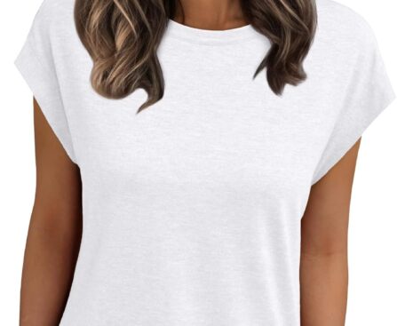 AUTOMET Womens Cap Sleeve Summer Tops T Shirts Business Casual Dressy Spring Fashion Outfits Cute Trendy Clothes 2025