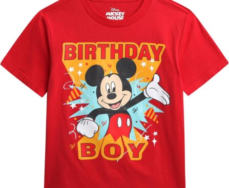 Disney Mickey Mouse Birthday Boy Shirt – Crew Neck Short Sleeve Graphic Tees Boys Birthday Shirt (Sizes: 3T-7)
