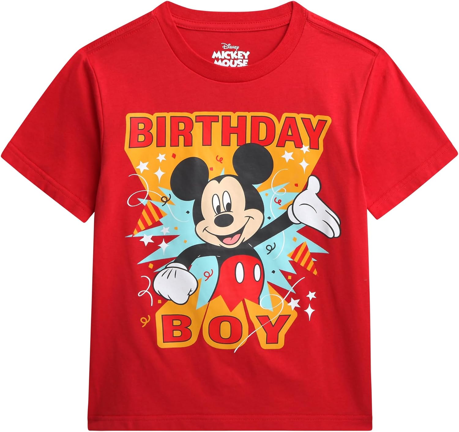 Disney Mickey Mouse Birthday Boy Shirt – Crew Neck Short Sleeve Graphic Tees Boys Birthday Shirt (Sizes: 3T-7)