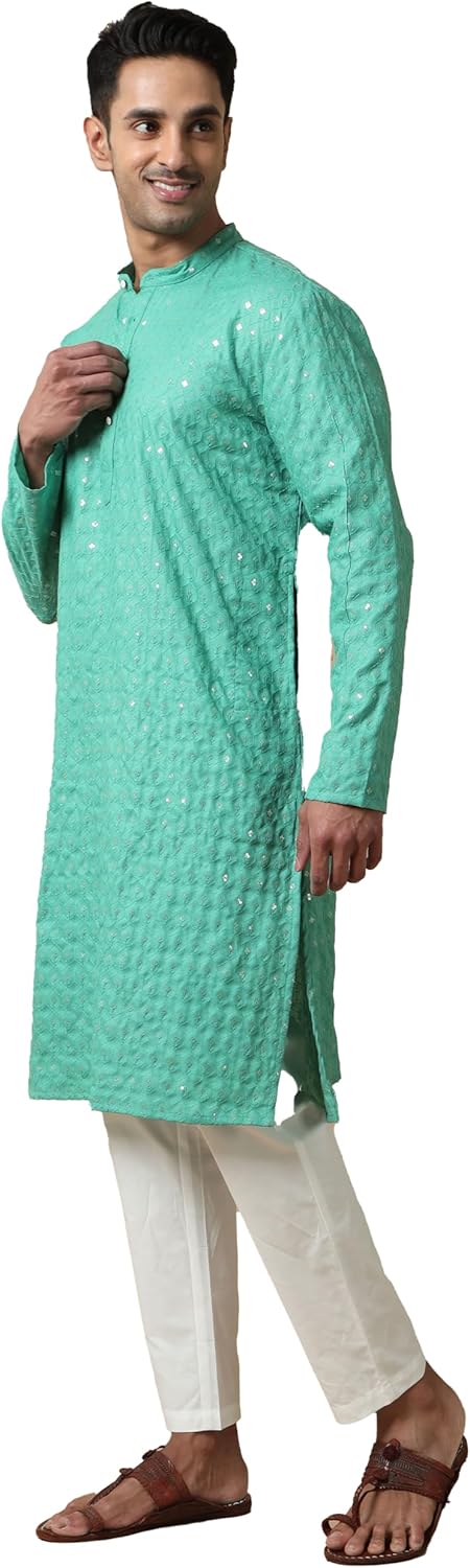 Filori Studio – Men’s Sequins Embroidered Long Kurta (Kurta Only)