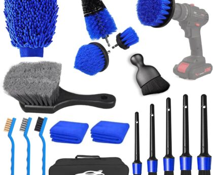 Car Detailing Kit, 18Pcs Car Detailing Brush Set, Car Cleaning Kit, Drill Brush Set, Car Detailing Brushes, Tire Brush – Car Wash Kit, Car Cleaning Tools brushes for Interior, Exterior, Wheels