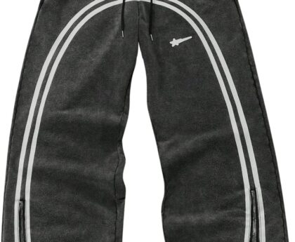 SOLY HUX Men’s Side Striped Sweatpants Drawstring Waist Zipper Baggy Wide Leg Pants Streetwear