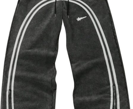 SOLY HUX Men’s Side Striped Sweatpants Drawstring Waist Zipper Baggy Wide Leg Pants Streetwear