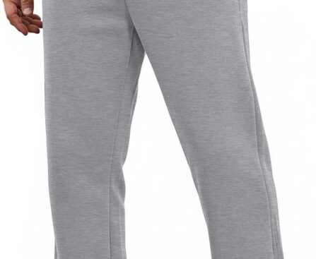 Mens Sherpa-Lined Sweatpants Winter Warm Active Running Open Bottom Pants (S-XXL)