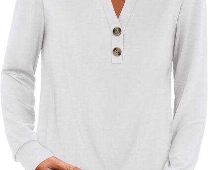 ANRABESS Women’s Long Sleeve Shirts 2025 Fall Henley Business Casual Tops Cute T-Shirts Work Blouses Outfits Vacation Clothes