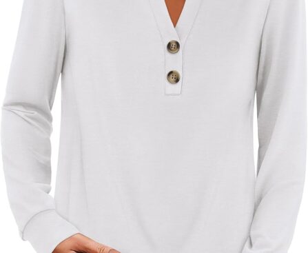 ANRABESS Women’s Long Sleeve Shirts 2025 Fall Henley Business Casual Tops Cute T-Shirts Work Blouses Outfits Vacation Clothes