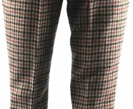 Men’s Tweed Plaid Suit Pants Wool Formal Suit Pants Classic Fit Business Versatile Dress Suit Trousers