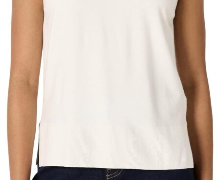 Amazon Essentials Womens Regular-Fit Cap Sleeve Pullover Mock Neck Sweater Top