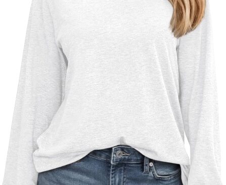 AUTOMET Women’s Long Sleeve Shirts Fall Solid Color Loose Fit Tunics Tops Oversized Basic Tees Business Casual Outfits