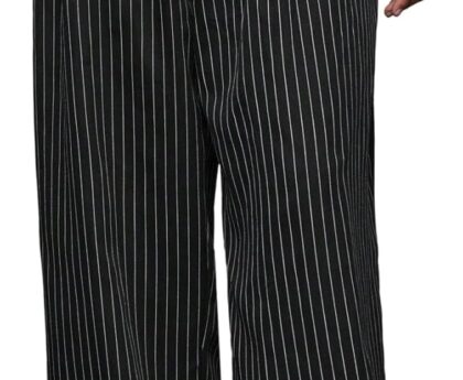 GORGLITTER Men’s Striped Baggy Dress Pants Casual Wide Leg Pleated Trousers 2025 Streetwear with Pockets