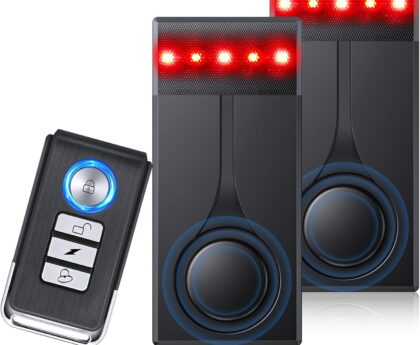 108dB Car Alarm System, Car Anti-Theft Vibration Sensor Alarm & Red Light, Wireless Remote Anti Theft Vehicle Device with Magnetic Install Design for RV, SUV, Truck